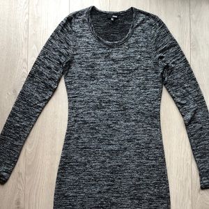 Wilfred Free Long Sleeve Marled Cotton Midi Dress